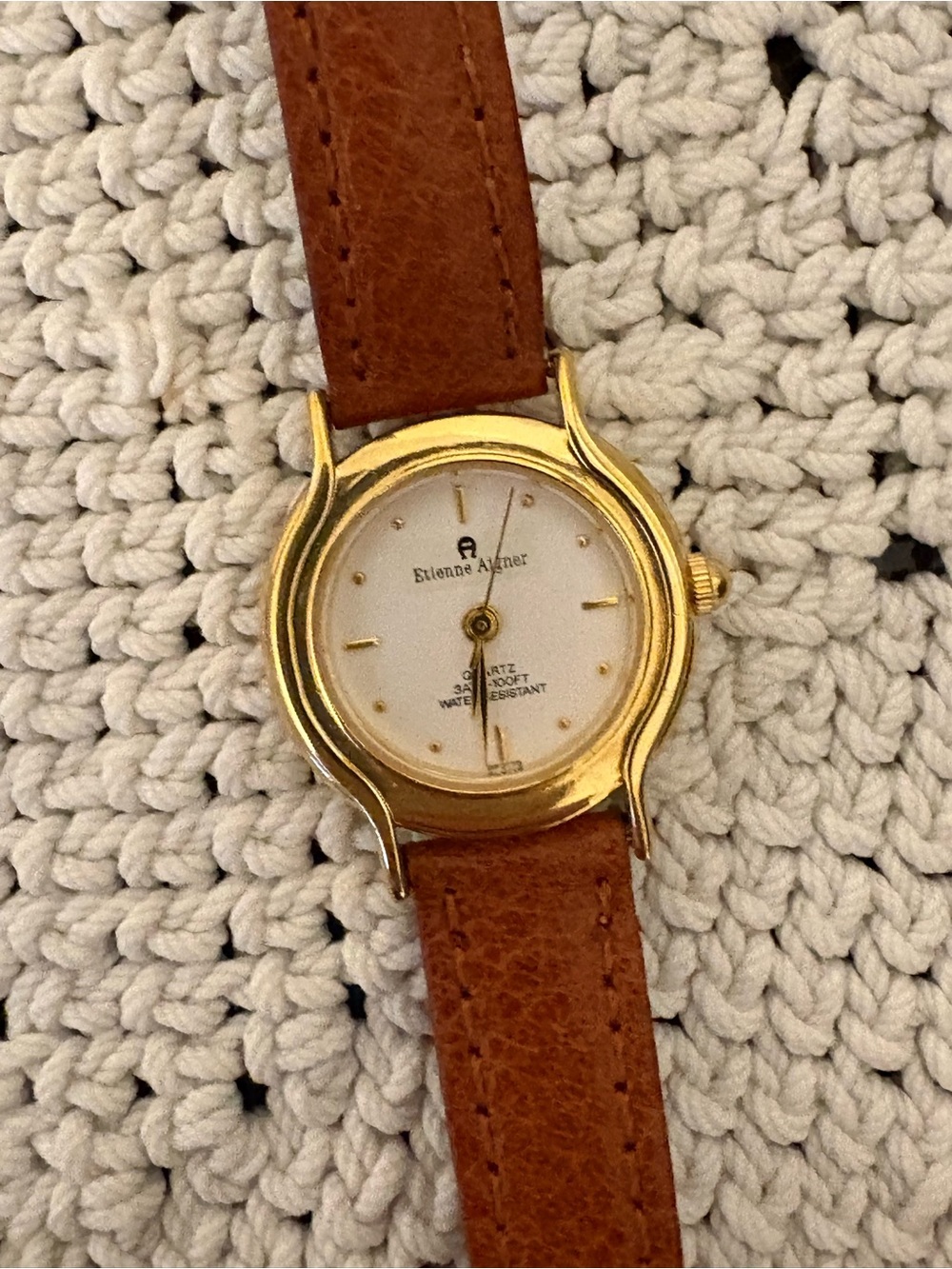 VTG 90’s Etienne Aigner Watch Gold & Brown Leather Strap Does Not Work